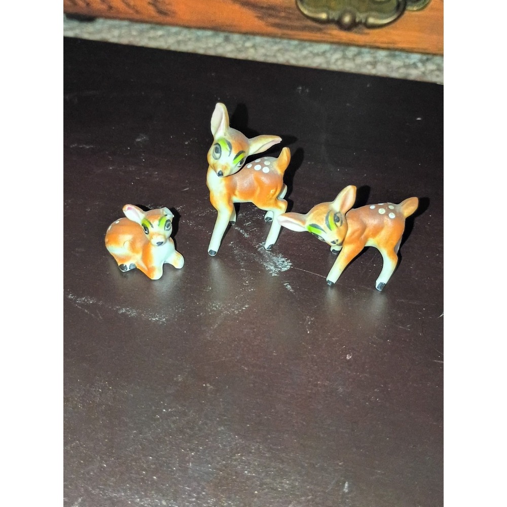 Japanese Ceramic Bone China Miniature‎ Fawn Figurines 1950s
